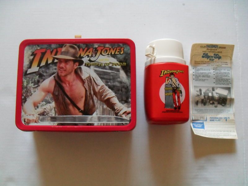 1984 INDIANA JONES TEMPLE DOOM METAL LUNCHBOX UNUSED W/ THERMOS TAG 