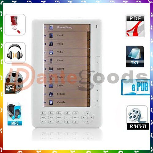 NEW 4GB 7 E book eReader TFT Ebook Reader PDF DOC EPUB  MP4 RMVB 