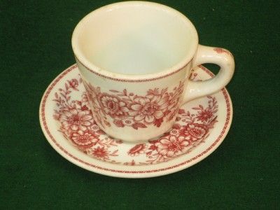   CHINA DAYTON RED TRANSFERWARE RESTAURANT WARE OLD LUNCH SET  