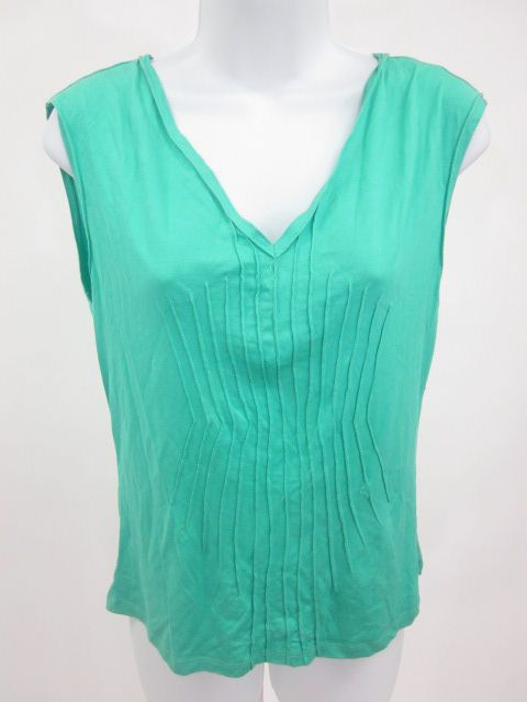 MAG BY MAGASCHONI Green Sleeveless V Neck Shirt Top M  