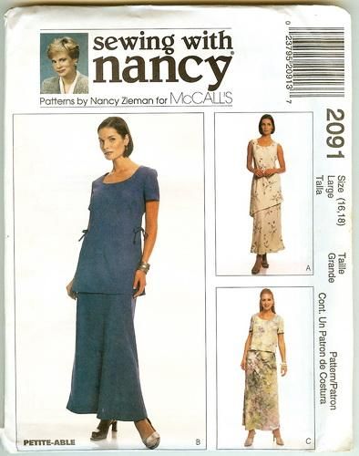 McCall 2091~Asymmetrical TOP & SKIRT Pattern~UNCUT~16 18  