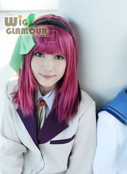 Angel Beats Nakamura Yuri Long Purple Cosplay Hair Wigs  