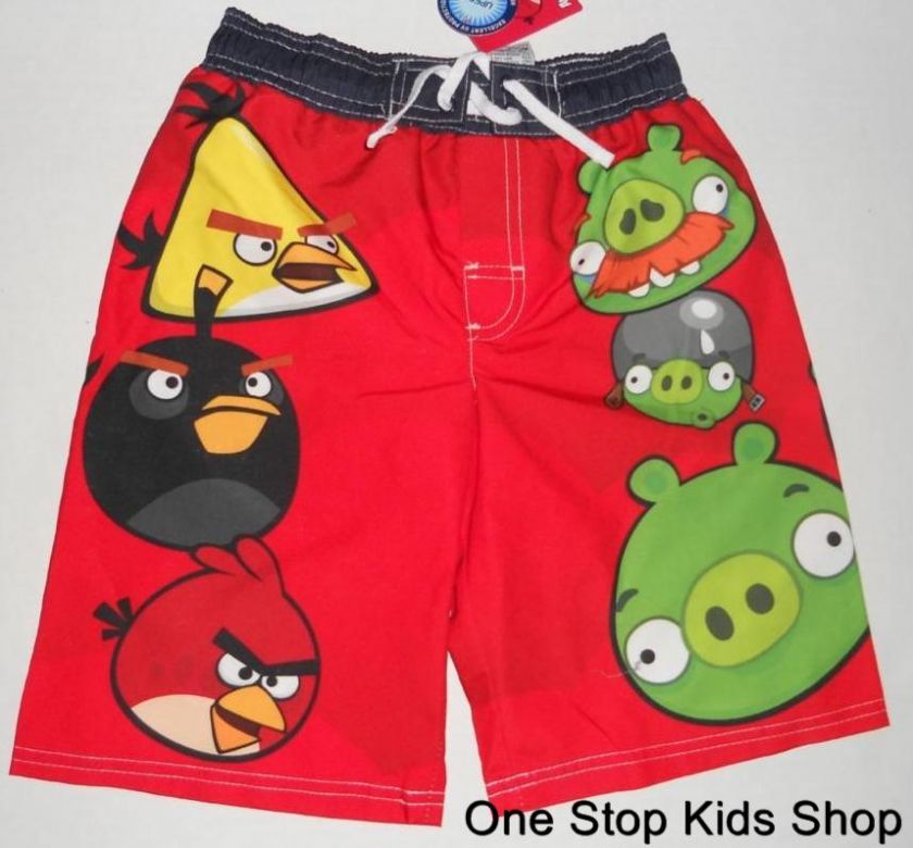 ANGRY BIRDS Boys 4 5 6 7 8 10 12 Shorts SWIM TRUNKS Bathing Suit 