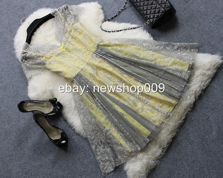 BCBG Max Azria LACE DRESS IN YELLOW Size 02468  