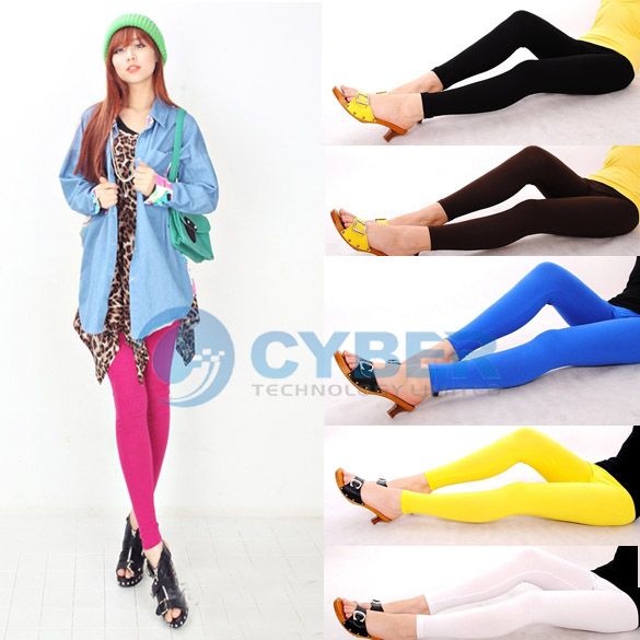 Women Stretchy Ankle Length Pants Cotton Leggings Tight  