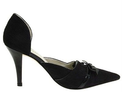 Renee Annika Beautiful Black Pleated Satin Pump 10M  