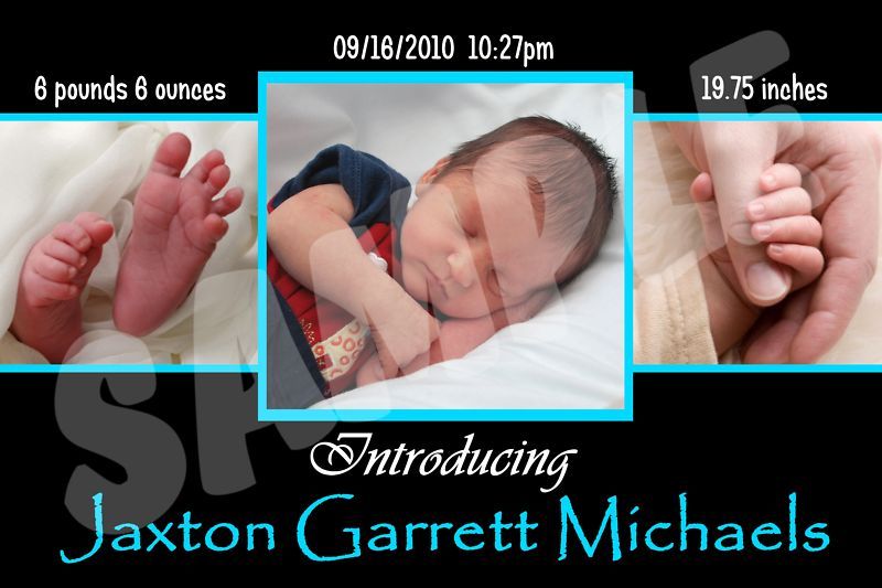 20 Custom Photo Birth Announcements Cards Baby Boy  