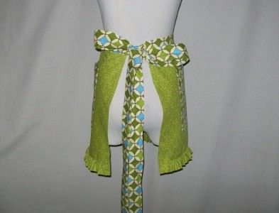 Vintage Inspired Blue and Green Damask Half Apron  