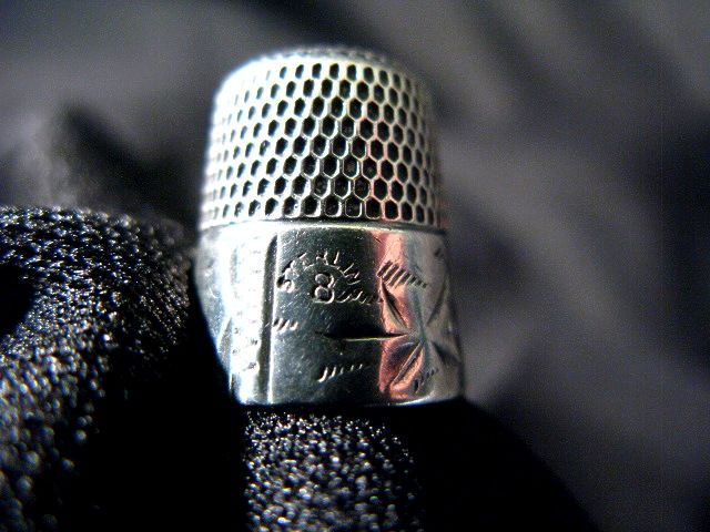 Antique Sterling No. 8 Thimble Shield Hallmark Inside  