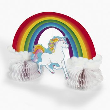 UNICORN PARTY HONEYCOMB CENTERPIECE RAINBOW CLOUDS UNICORN NICE NEW 