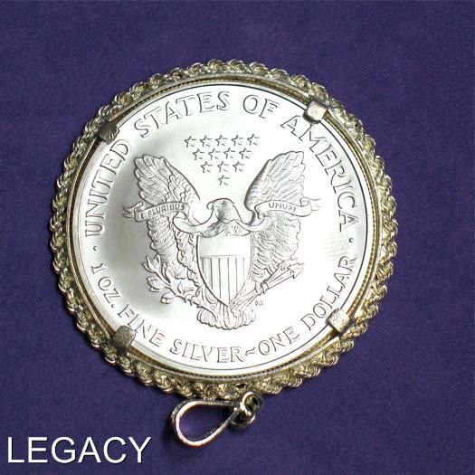 2005 SILVER EAGLE IN STERLING SIL.DIAMOND CUT BEZEL(RR  