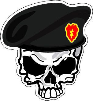 STICKER U S ARMY BERET UNIT 25th INFANTRY DIV SKULL  