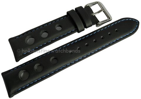 22mm GT Rally Tropic Black / Blue Silicone Rubber Mens Racing Watch 