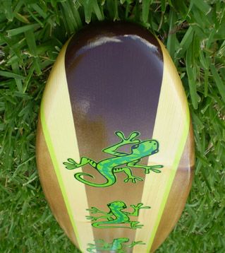 Triple Gecko Wood Surfboard Artwork Tropical Beach Deco  