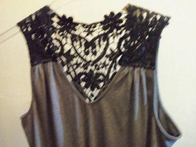 SOMA New Charcoal Heather Gray BRYNN Lounge Dress w/Black Crochet Lace 