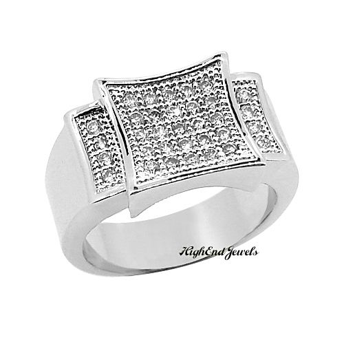 White Gold Finish Mens Fully Iced Out Lab Created Diamond Kite Design 