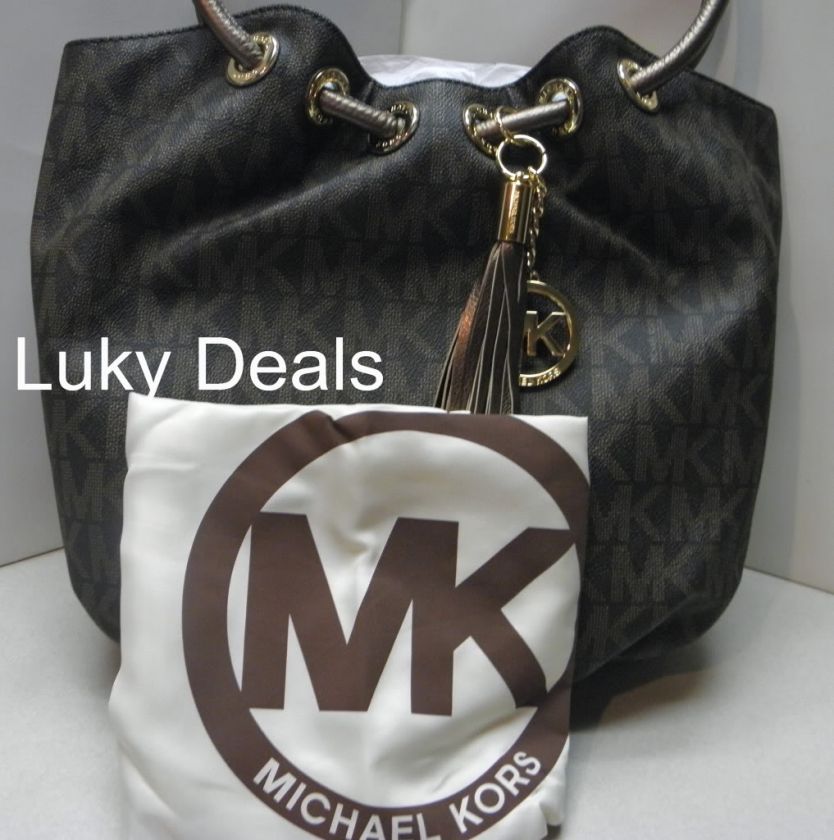 New MICHAEL KORS RING TOTE HANDBAG BAG PVC MK Logo LARGE  