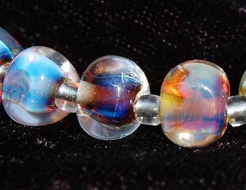 BF * Opal Clio Triangles * Lampwork 8 Bead Set SRA  