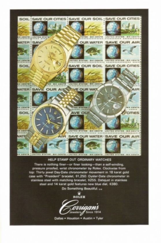 1971 Rolex ad, Day Date Chronometer w/ President Bracelet, Oyster Date 