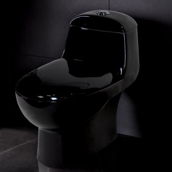 ARIEL BLACK CONTEMPORARY DUAL FLUSH EUROPEAN TOILET A038 BLK  