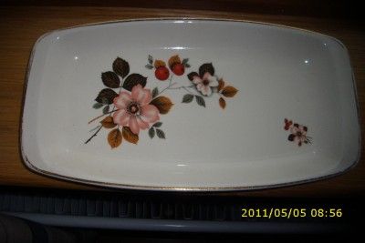 Vintage Romanian China Sandwich Tray Pink Rose & Berry  