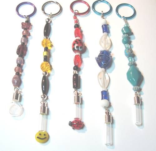 Name on Rice CUSTOM beaded keychain glass vial Pick One  