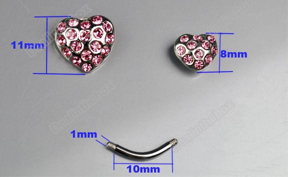 Color Heart Piercing Crystal Navel Belly Button Body  