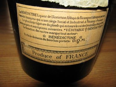 FRENCH LABELS 1940S DOM BENEDICTINE LIQUOR 4 COGNAC BOTTLE  