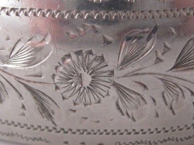 ANTIQUE VICTORIAN STYLE ENGRAVED FRONT SILVER BANGLE BRACELET  