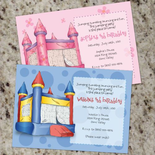Fun Jump/Bounce House Party Invitations  Print Your Own  