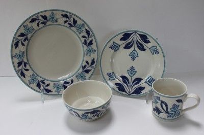 JOHNSON BROS FARM KITCHEN BLUE FERN DINNERWARE SET 16PC  