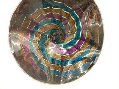 HAND BLOWN GLASS ART WALL PLATTER DICHROIC GLASS #2295 ONEIL  