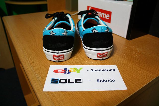 FW11 Supreme x Vans Era Blue Black Burgundy  Sz 8.5  5 Panel Box 