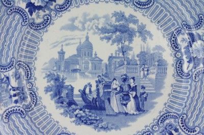 Antique Flow Blue China Dinner Plate Adams Bologna  