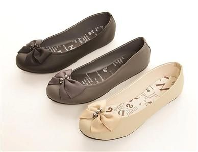 Womens Ballet FLATS BOWED BALLERINA Casual Work Shoes  