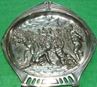 c1900 WMF Art Nouveau Cherubs & Swags Card Tray Plaque  