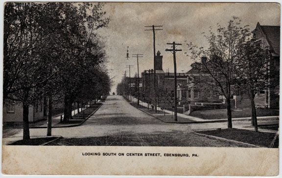   litho postcard showing a view looking south on center street at