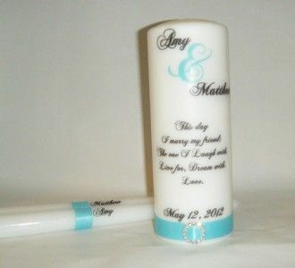 PERSONALIZED CUSTOM WEDDING UNITY CANDLE MONOGRAM SET  