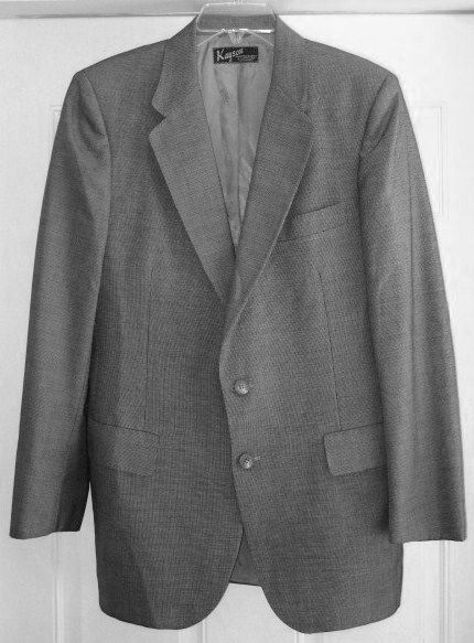 VINTAGE LANVIN MENS SUIT GRAY WOOL BLEND 1970s 34  