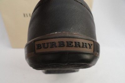 Mens Burberry Black Brown Leather Canvas Checked Ankle Boots Sneakers 