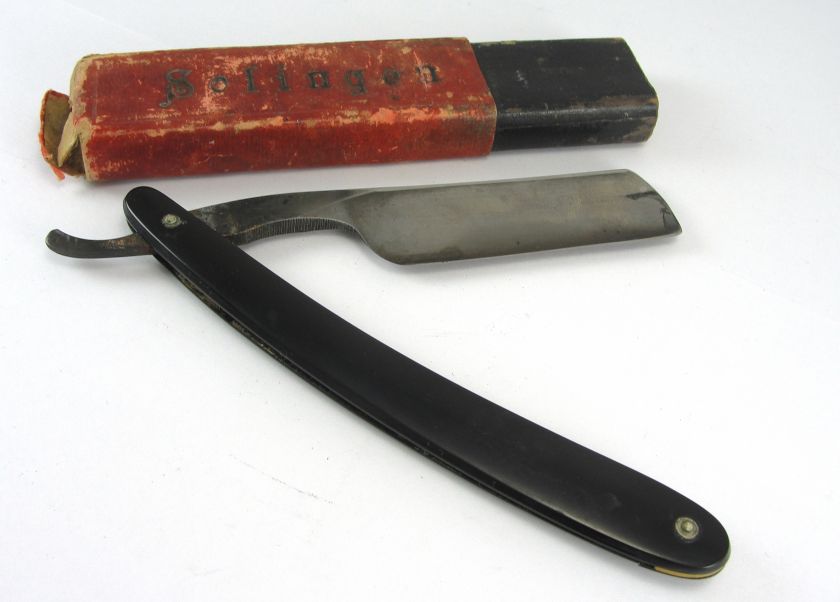 Straight Razor Solingen Black Smooth Handle Germany Original Packaging 