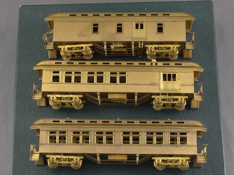 DTD   HO SCALE BRASS 3 CAR OLD TIME PASSENGER CAR SET from PFM 