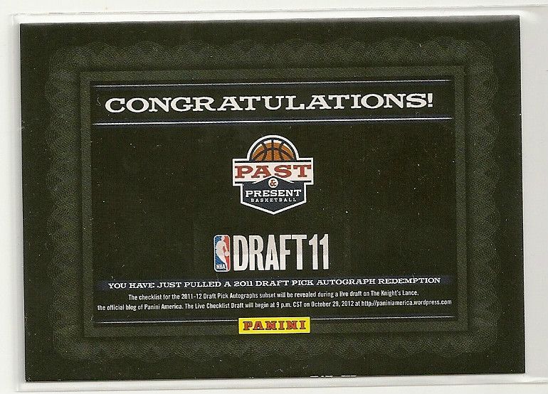 2011 NBA Draft Redemption Auto #XRCU Kyrie Irving? 2011 12 Panini Past 