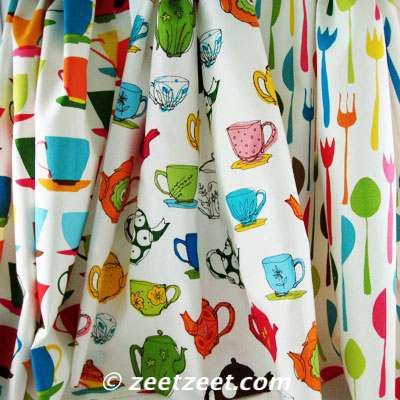 Robert Kaufman Metro Cafe UTENSILS Cream Quilt Fabric  