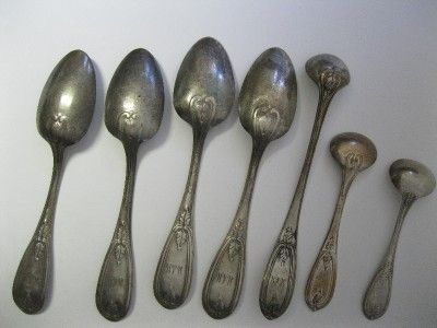 Lot of Olive Pattern Salt Spoons Etc  