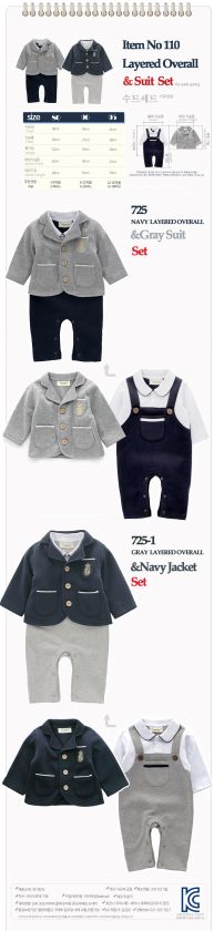 New baby boy callar & layered sweater outfit romper 110  
