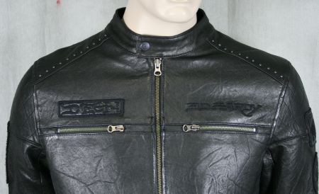 Ed Hardy Mens LEATHER biker Jacket Piston & Skull Black  