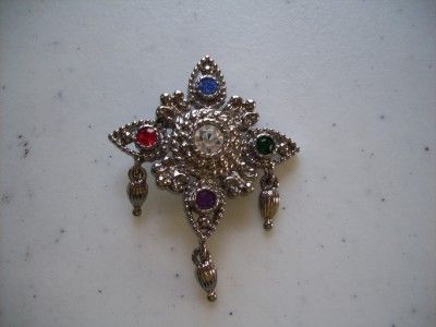 Bob Mackie Signed Silver Tone Rhinestone Star Pin COOL  