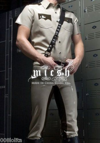 Latex Rubber/Mens police uniform/Catsuit/Costume/  