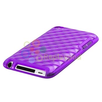 Clear Purple Diamond TPU Rubber Case Cover+Privacy Filter For iPod 